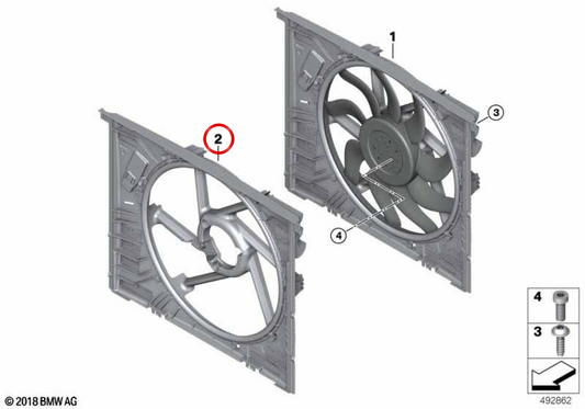 OEM -Lüfter Cover 17428477381 für BMW G42, G20, G21, G22, G23, G26, G29, I20. Original BMW.