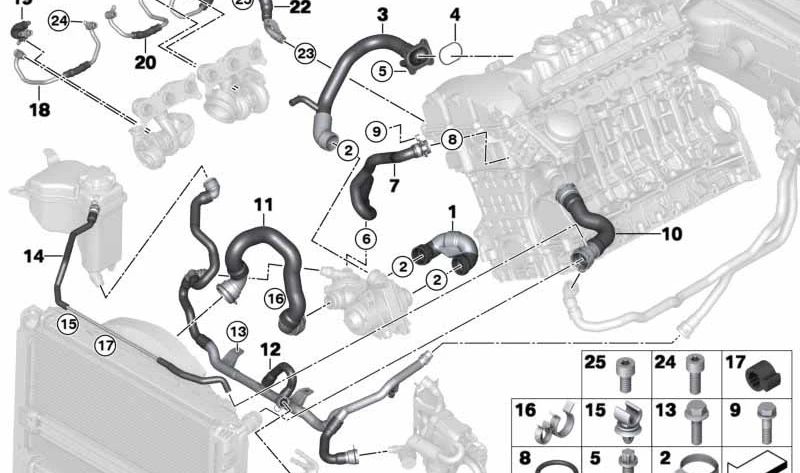 Engine supply conductor for BMW 1 Series E82, E88, 3 Series E90, E91, E92, E93, Z4 E89 (OEM 11537558523). Original BMW