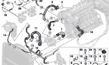 Engine supply conductor for BMW 1 Series E82, E88, 3 Series E90, E91, E92, E93, Z4 E89 (OEM 11537558523). Original BMW