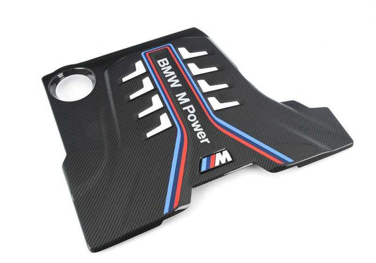 Cubierta de motor en carbono OEM 11148058667 para BMW F90 M5, F90 M5 CS, F91 M8 Competition, F92 M8 Competition, F93 M8. Acabado alto brillo. Original BMW.