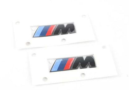M side logos (set of 2) gloss black for BMW G42, G20, G21, G28, G22, G23, G26, G05, G18, G06, G07. Original BMW.