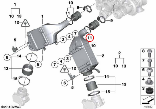 Abrazadera OEM 17507988541 para BMW F06, F01, F02. Original BMW.