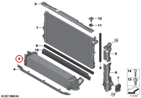 Ladeluftkühler OEM 17515A50141 für BMW 2er Gran Coupé F74, X1 U11, X2 U10 und MINI F66, Cabrio F67, Countryman U25… Original BMW und MINI