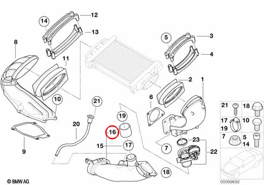 ARIA DI REGRAZIONE DELLA REGRAZIONE FLESSIBILE OEM AIR 17517541463 per mini R52, R53 Cooper S. Mini originale.