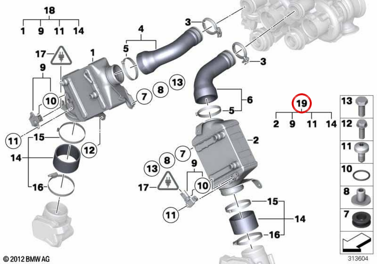Intercooler OEM 17517589468 per BMW E70, E71. BMW originale.
