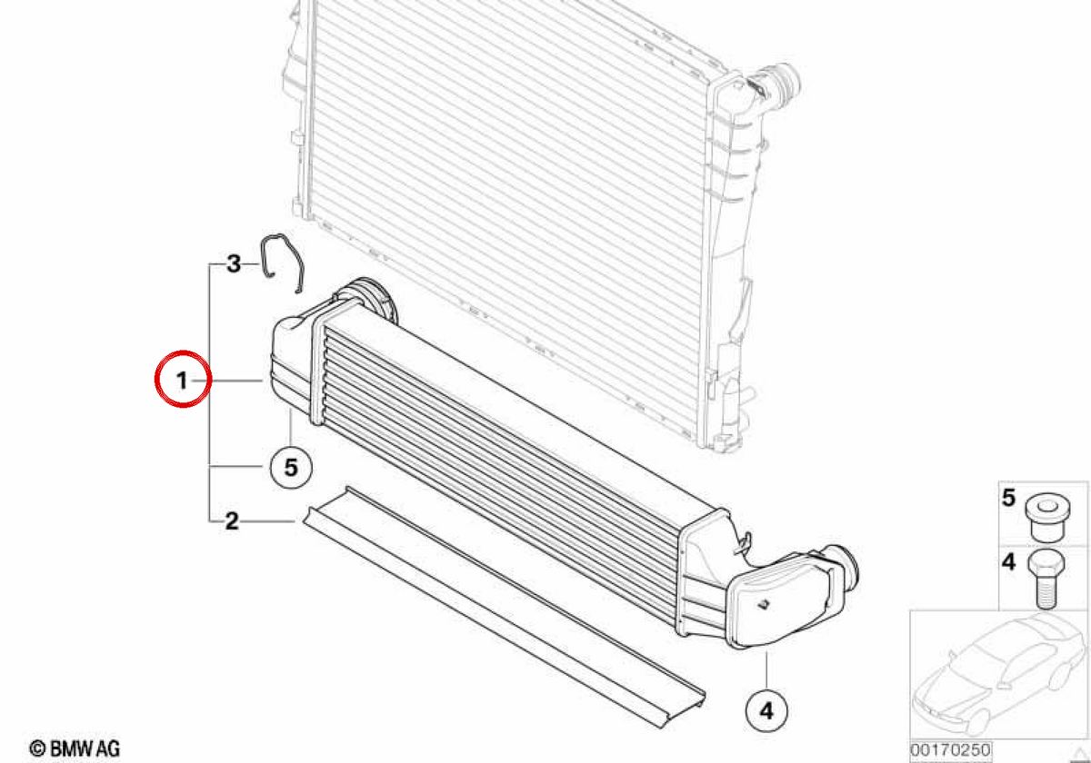 Intercooler OEM 17517793370 para BMW E46, E83. Original BMW.