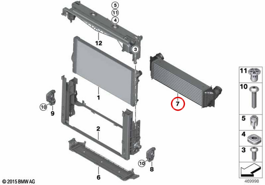 Intercolater OEM 17517805629 pour BMW F07, F10, F11, F01, F02. BMW d'origine.