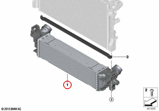 Intercooler para BMW Serie 2 G42, Serie 3 G20, G21, G28, Serie 4 G22, G23, G26 (OEM 17518592701). Original BMW.