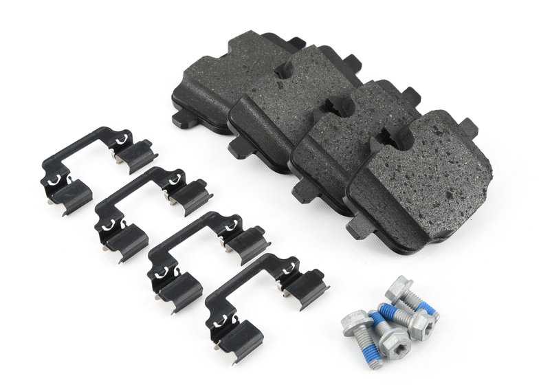 Kit de reparación de pastillas de freno traseras sin asbesto OEM 34216896975 para BMW G30, G11, G12. Original BMW.