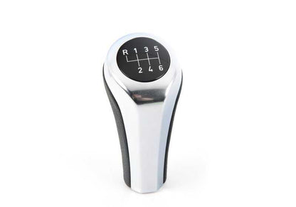 6 speed leather change knob 25117576532 for BMW E90, E91, E92, E93. Original BMW.