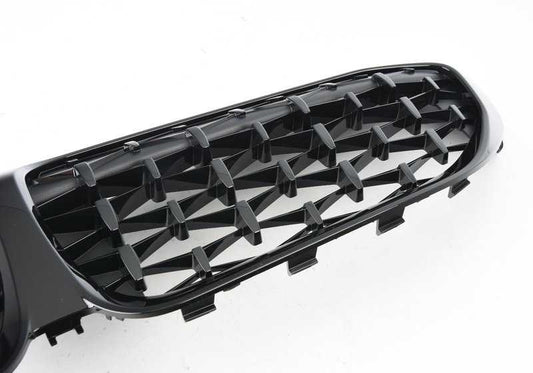 Black decorative front grid OEM 51139448474 for BMW G20 and G21 M340i, M340i XDrive and M340D XDRive. Compatible with 2019 to 2022 models. Original BMW piece.