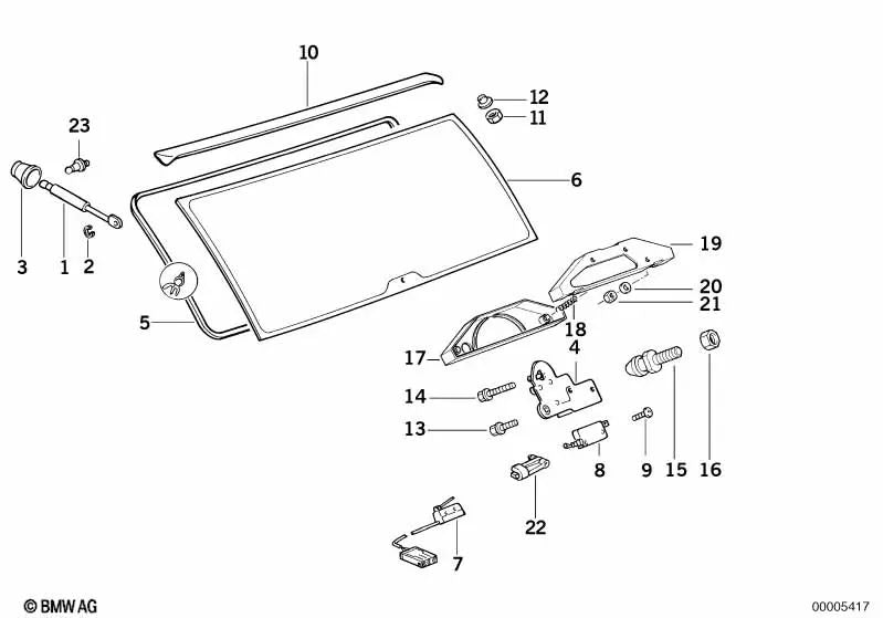 Cerradura de luneta trasera para BMW Serie 5 E34, E39 (OEM 51248120167). Original BMW.