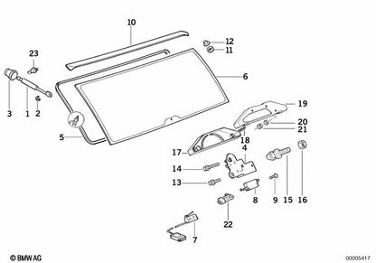 Cerradura de luneta trasera para BMW Serie 5 E34, E39 (OEM 51248120167). Original BMW.