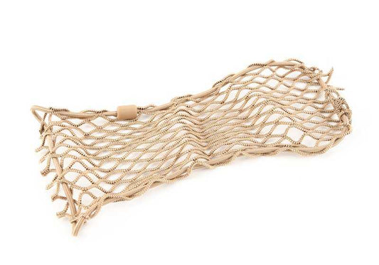 Red de almacenaje para reposapiés delantero OEM 51477145128 para BMW E60, E61. Original BMW.