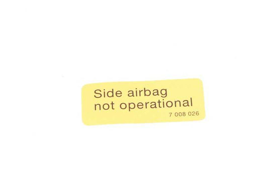 Etiqueta desactivación airbag lateral OEM 72127008026 para BMW E81, E82, E87, E88, F20, F21, E36, E46, E90, E91, E92, E93, E34, E39, E60, E61, F07, F10, F11, F18, E63, E64, F12, F13, E38, E65, E66, F01, F02, F04, E31, E84, E83, F25, E53, E70, E71, E