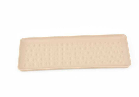 Tampa frontal OEM 51168242844 para BMW 3 E46 Series. Cor bege clara. Ele é instalado no console central como parte do compartimento de slides. BMW original.