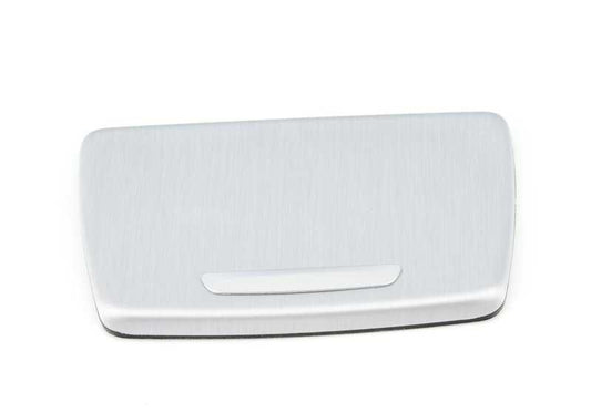 Tapa cenicero aluminio cepillado OEM 51169206397 para BMW Serie 5 F10 (modelos: 518d, 520d). Original BMW.