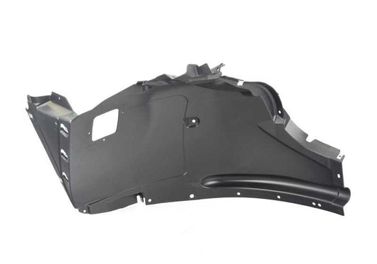 Protector interior paso de rueda delantero derecho OEM 51717169412 para BMW E70, E70 LCI. Original BMW.