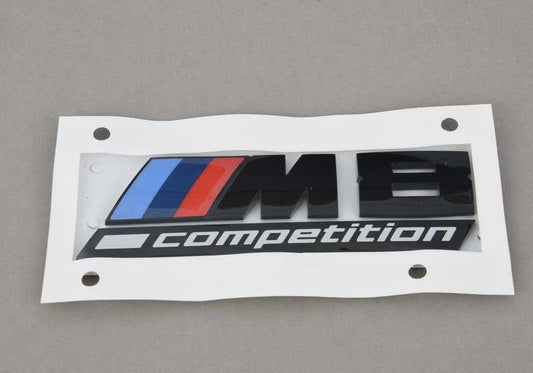 BMW M8 Competition lettering in gloss black for BMW F91, F92, F93 (OEM 51148098328). Original BMW.