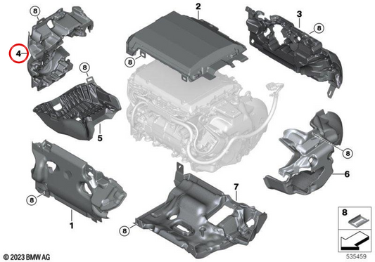 Akustikkapsel HEAT rechts OEM 17738477543 für BMW X1 U11, X2 U10, MINI Countryman U25. Original BMW und MINI.