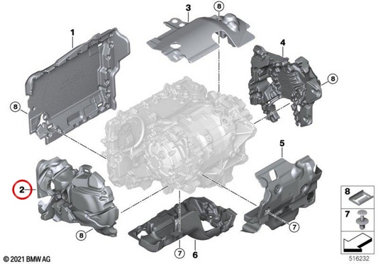 Copertura acustica di calore destra OEM 17739468727 per BMW G26, G60, G61, G70, I20. BMW originale.