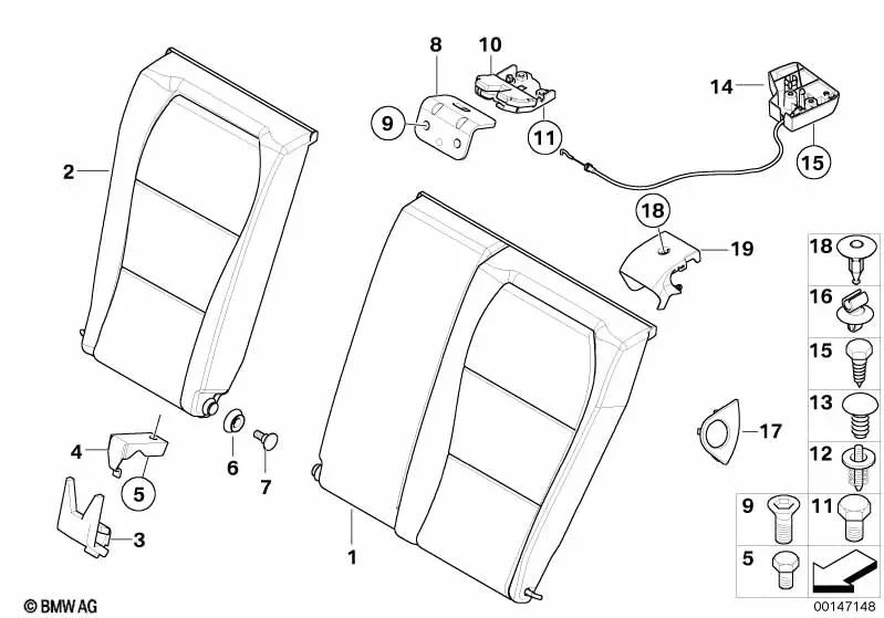 Unità di azionamento destro per BMW E46 (OEM 52208240508). BMW originale.