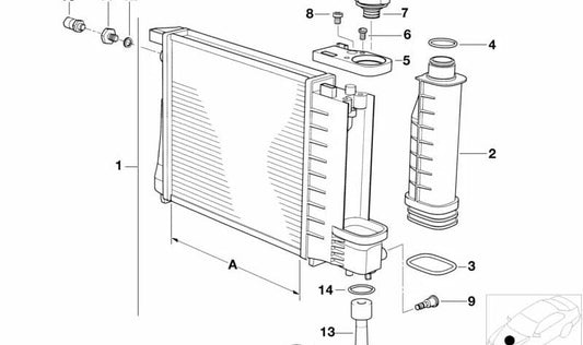 Radiator com o OEM do resfriador de óleo de troca 17111723525 para BMW E34 520i e 525i com mudança automática. BMW original.