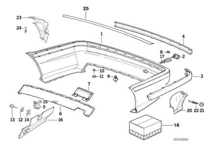 Revestimiento trasero OEM 51128119271 para BMW Serie 3 E36 323i, 328i, M3... y más. Original BMW.