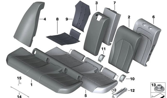 Isofix Center Cover OEM 52207499573 for BMW G20, G21, G80, G81. Original BMW.