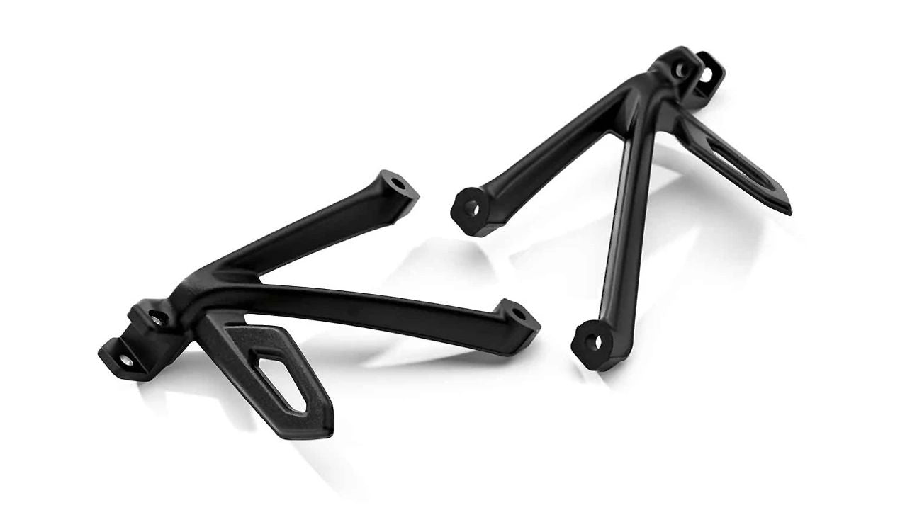 Soporte reposapiés delantero OEM 77422459693 para BMW Motorrad R1200GS, R1200GS Adventure, R1250GS, R1250GS Adventure. Original BMW Motorrad.