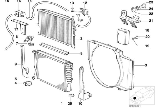 Persiana del radiador OEM 17302243500 para BMW E34 525tds (todos los modelos y variantes). Original BMW.