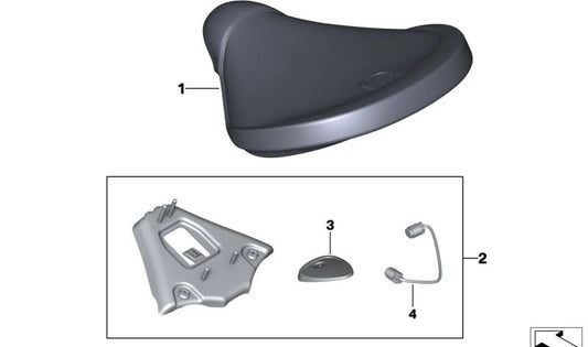 Jeu de plaques de fixation de selle unique OEM 77345A1CBC3 pour motos BMW R 18, R 18 Classic, R 18 Roctane. BMW Motorrad d'origine.