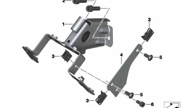 Soporte bloqueo de dirección OEM 46517725072 para BMW Motorrad K1, K100, K100RS, K100LT, K75, K75S, K75RT. Original BMW Motorrad.