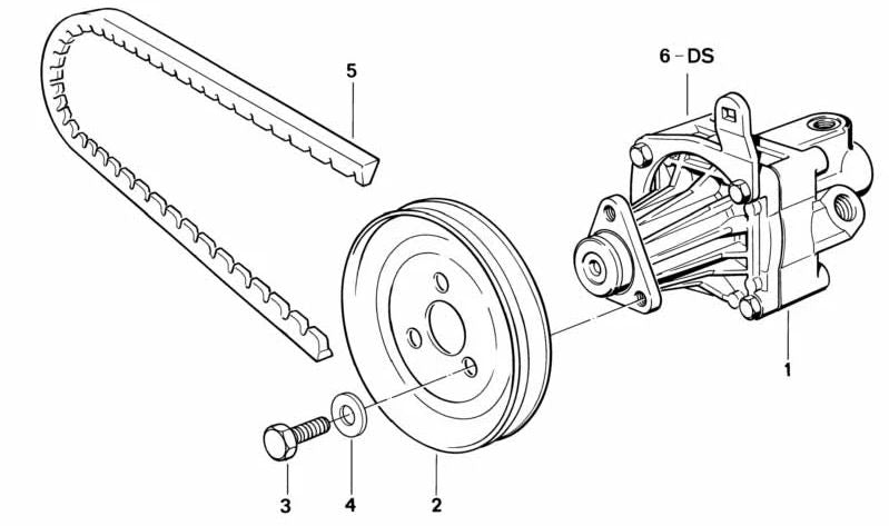 Polea de la bomba de dirección asistida OEM 32421716550 para BMW E34. Original BMW.