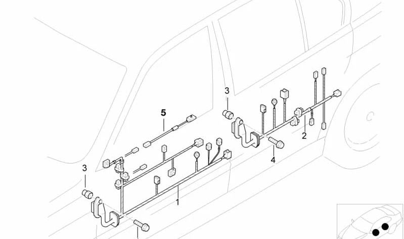 Passenger side wiring for BMW E39 (OEM 61126910166). Original BMW.