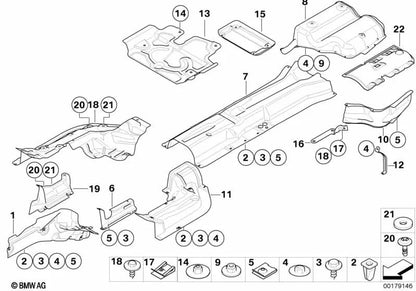 Aislamiento térmico derecho para BMW Serie 5 E60, E60N, E61, E61N, Serie 6 E63, E63N, E64, E64N (OEM 51487170012). Original BMW.