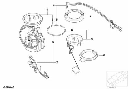 Suction jet pump with pipes for BMW E65, E66 (OEM 16116759836). Original BMW