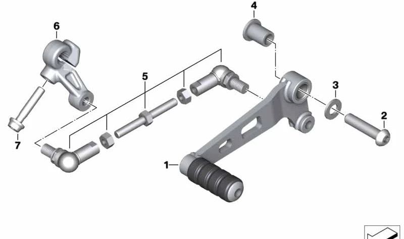 Juego de varilla de cambio de marcha OEM 23418393701 para motos BMW G 310 R (K03, 2016-2025). Original BMW Motorrad.