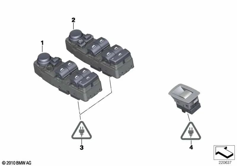 Door Switch Center Control Unit for BMW 5 Series F07, F10, F11, F18, 6 Series F06, X3 F25 (OEM 61319241955). Original BMW