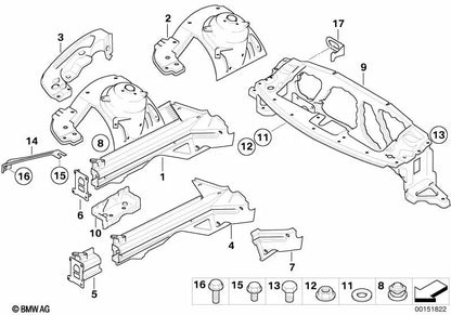 Right Stabilizer Support for BMW Z4 E85, E86 (OEM 41117161494). Original BMW