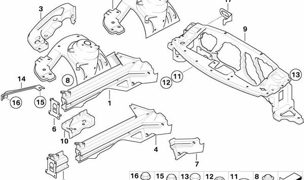 Soporte delantero izquierdo del motor OEM 41117171461 para BMW E85, E86. Original BMW.