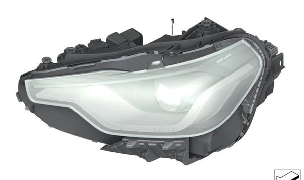 Faro delantero izquierdo LED AHL High OEM 63115A03E43 para BMW Serie 2 G42 (230i, 230i xDrive, M240i, M240i xDrive). Original BMW.