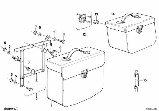 Left Saddlebag Support for various BMW models/series (OEM 71601231260). Original BMW