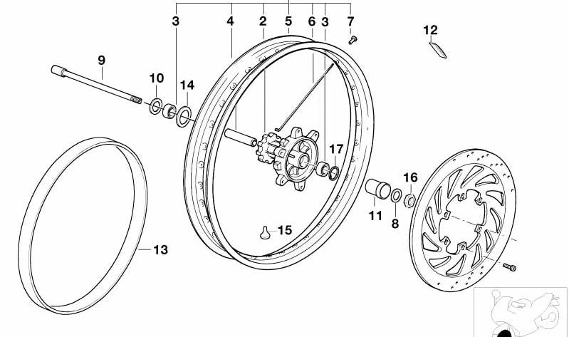OEM front axle 36317696636 for BMW Motorrad G 650 X (K15). Original BMW Motorrad.