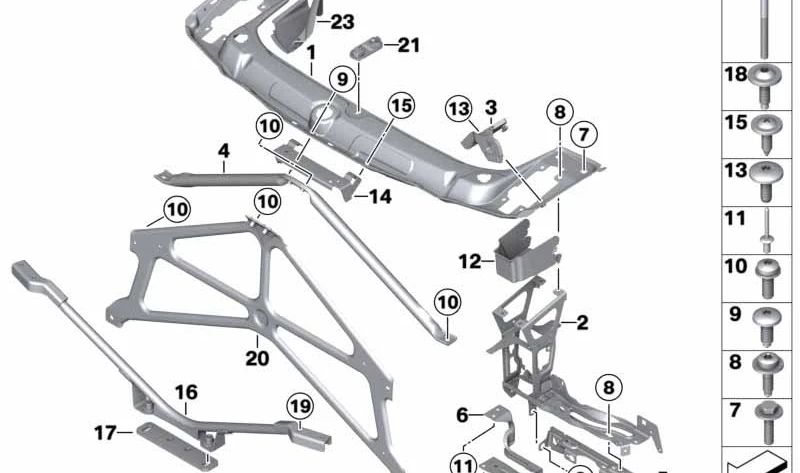 OEM de reforço diagonal inferior 51647311427 para série BMW 2 F23, F23N. Peça original da BMW.