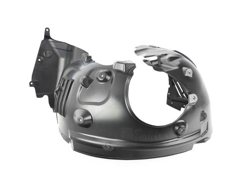 Cubierta interior paso de rueda delantera derecha OEM 51718497240 para BMW F40 (128ti, M135i xDrive) y F44 (M235i xDrive). Original BMW.