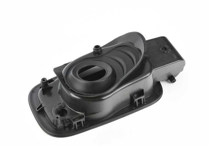 Riscaldamento a sinistra Retroview esterno OM 51167890825 per BMW E46 (316i AL11, AL21, AL51, AL55, AX31, AX41, AY11, AY15, AY31, AY41). Finitura nera luminosa. BMW originale.