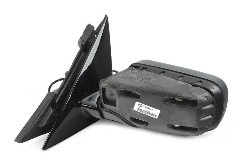 Riscaldamento a sinistra Retroview esterno OM 51167890825 per BMW E46 (316i AL11, AL21, AL51, AL55, AX31, AX41, AY11, AY15, AY31, AY41). Finitura nera luminosa. BMW originale.