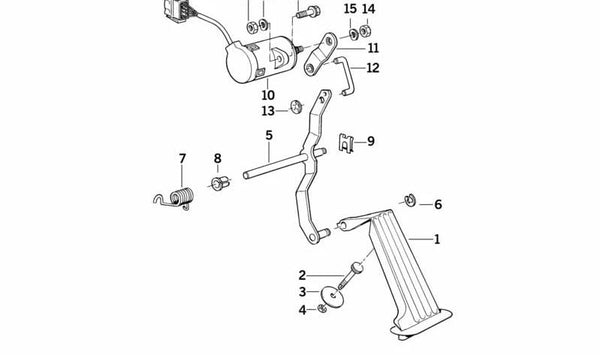 Eje de pedal del acelerador OEM 35411160404 para BMW E36. Original BMW.