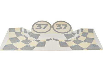 Vinilos laterales JCW Racing OEM 51142365018 para MINI F56 (3 puertas) y F57 (Cabrio). Decoración exterior deportiva original MINI.